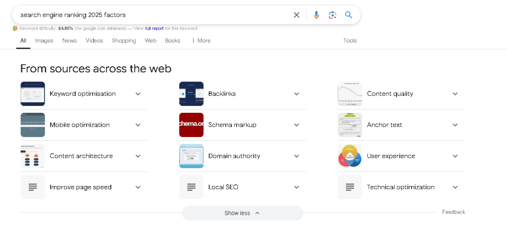 search engine ranking factor 2025